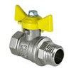 Кран шаровой латунь никель газ 11Б27фтМ Ду 20 Ру40 ВР/НР бабочка желтая VALFEX VF.278.NB3.034.N/P59, миниатюра — 1