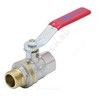Кран шаровой латунь никель 1003 Euro Ду 50 Ру16 ВР/НР полнопроходной рычаг красный Aquasfera 1003-06 — 2