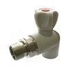 Клапан (вентиль) PP-R запорный серый Дн 20х1/2" Ру25 НР угловой для радиатора RTP (РосТурПласт) 15821 — 1